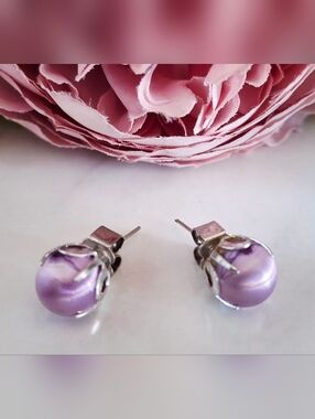 Vintage 80s Pretty Fabric Stud Earrings